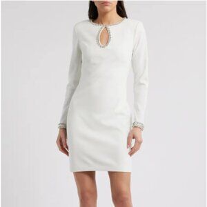 NWT Vince Camuto Embellished Long Sleeve Cocktail Wedding Dress in Ivory - Sz 14